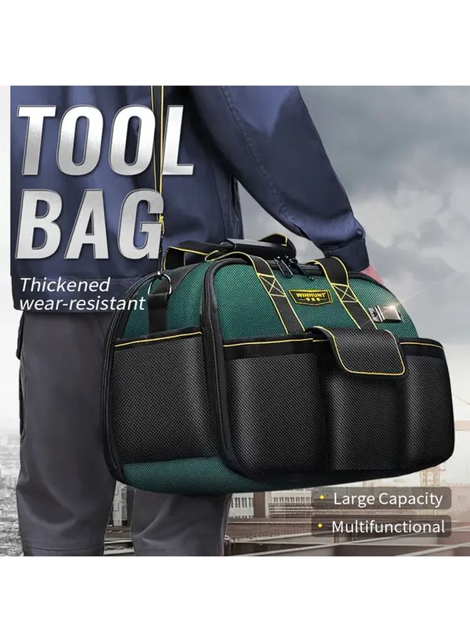 Heavy Duty Canvas Tool Bag Large Capacity 22 Pocket Double Zipper Storage Pouch - Image 1